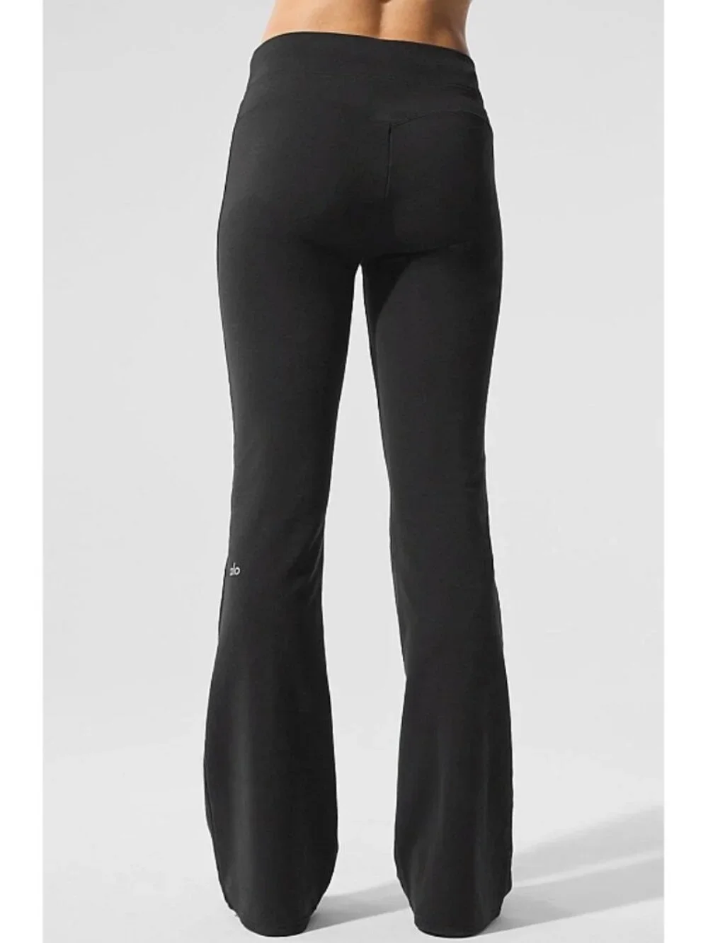 Alo Sway Bootcut Sweatpant Soft Black Distressed Booty-Lift Stretchy Flared Pant